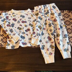 Vtg two piece cars/racing pajama set